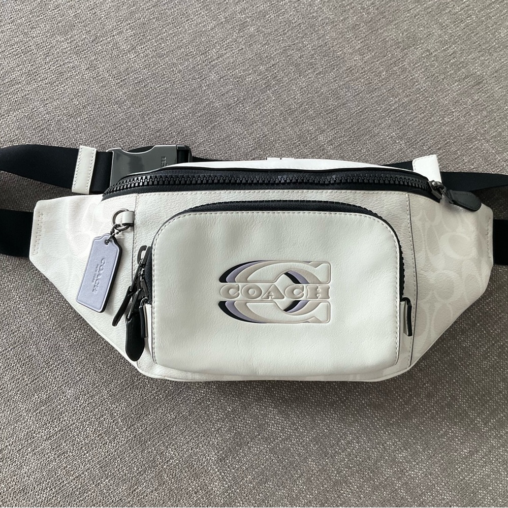 Coach White Belt Bag, Unisex, Signature Bag